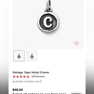 James Avery C initial charm!